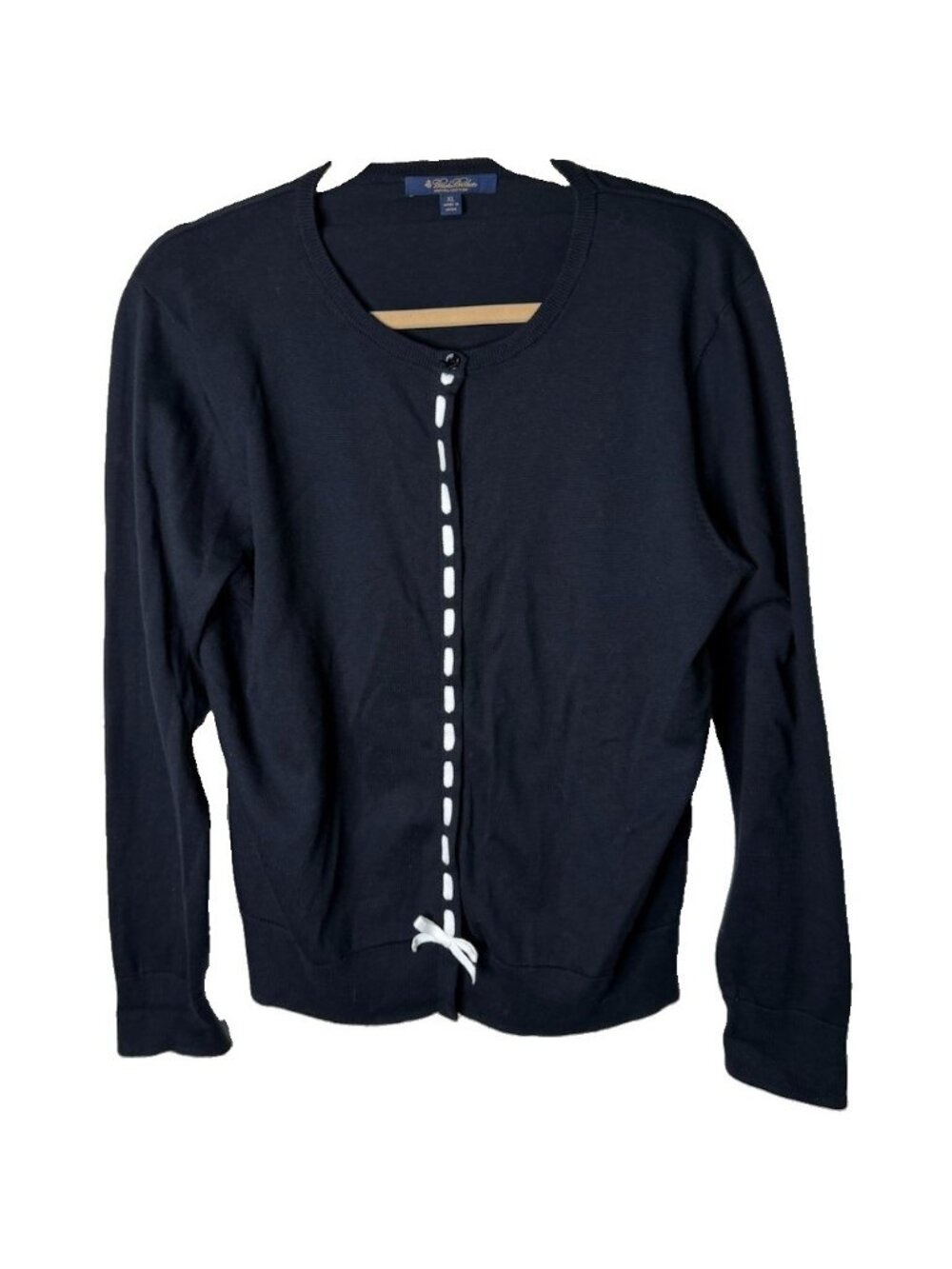 Brooks Brothers Supima Cotton Cardigan Sweater Contrast Bow Piping